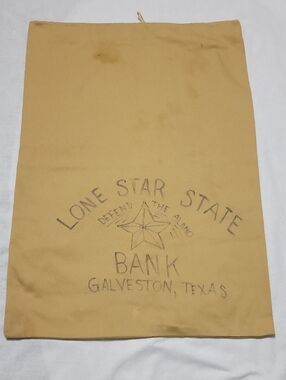 Lone Star State Bank Galveston, Texas Cloth Bank Drawstring Bag